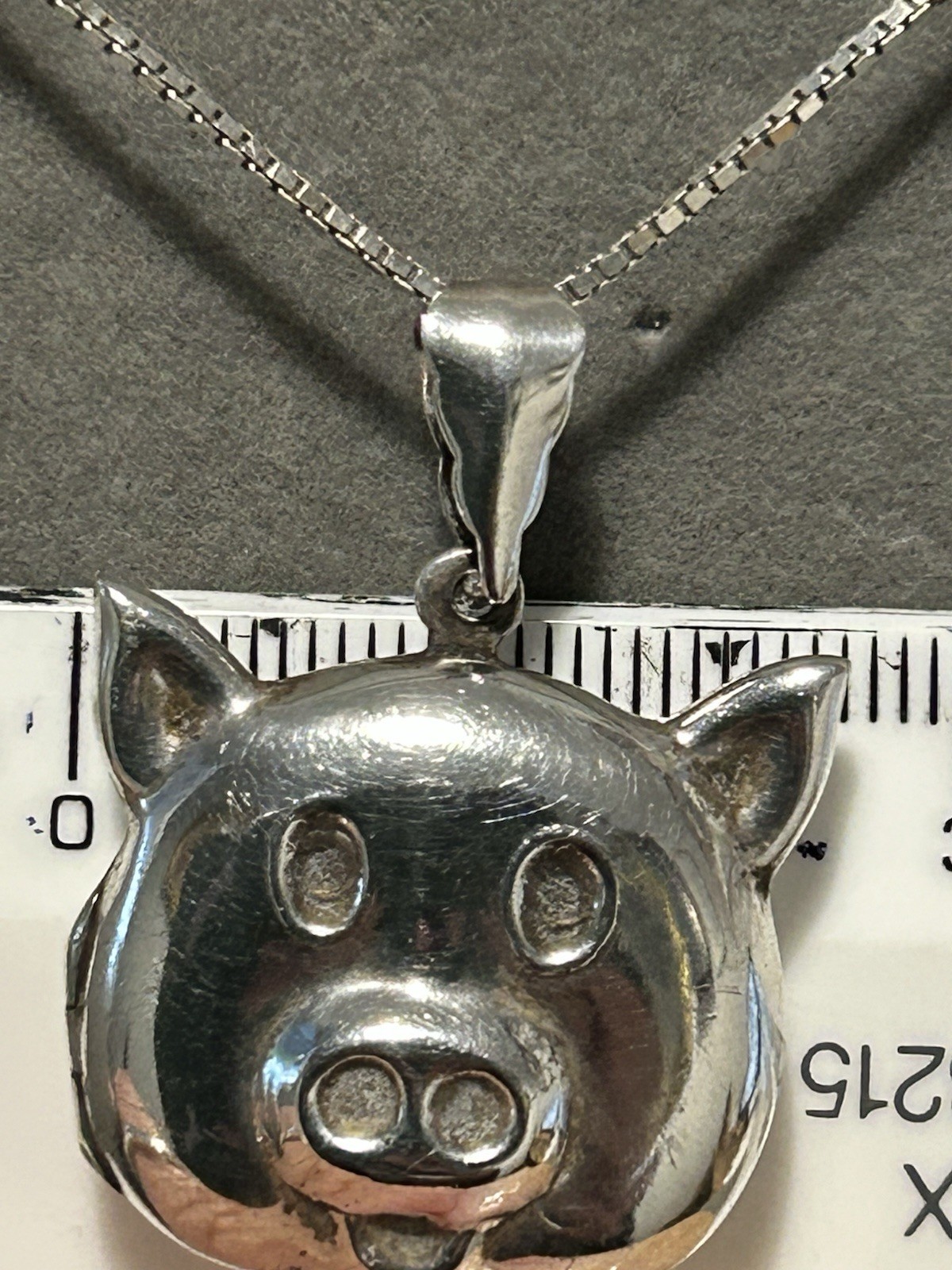 Vintage Sterling Silver Novelty 3D Piggy Photo Locket & Chain (8.85g)