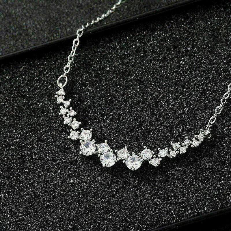 2Ct Round Lab Created Diamond Women’s Beautiful Necklace 14K White Gold Plated