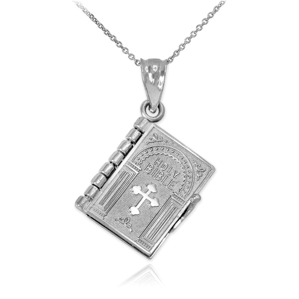 Gold 3D English Bible Pendant Necklace (Available in Yellow/Rose/White Gold)