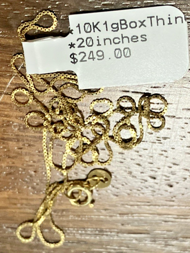 10kt Real Solid Gold Thin Box Chain Necklace 1gram 20” GND Brand New with Tag