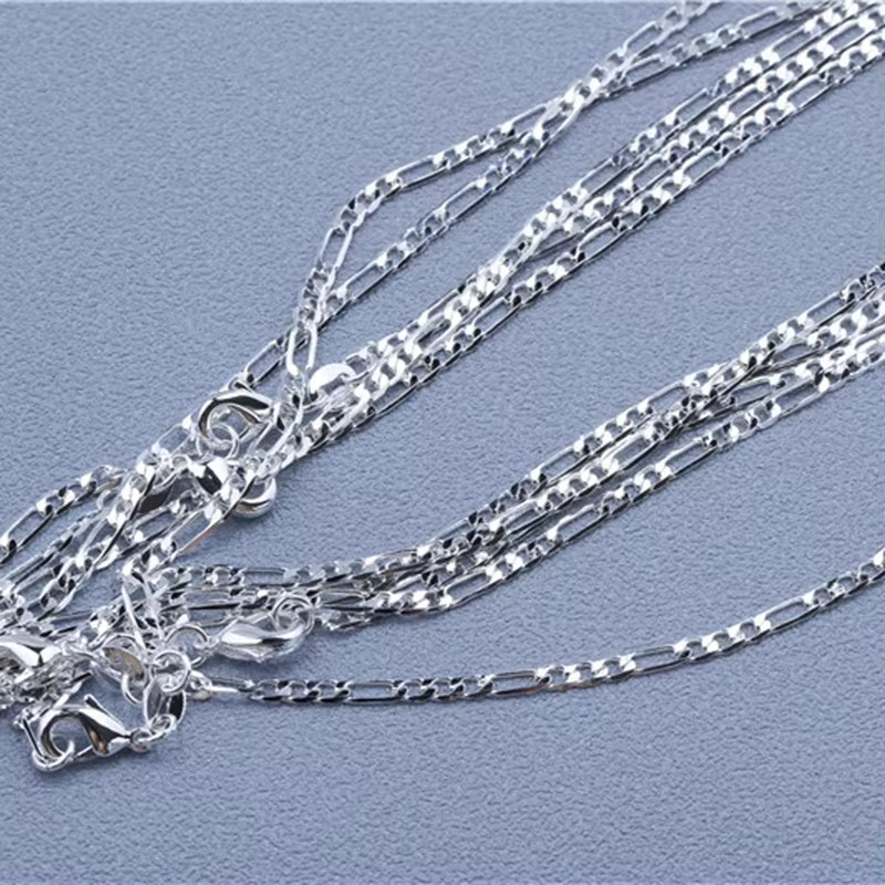 1pcs 925 Sterling Silver 16-30″ Rolo Bead Figaro Chain Necklace 9 Design Jewelry
