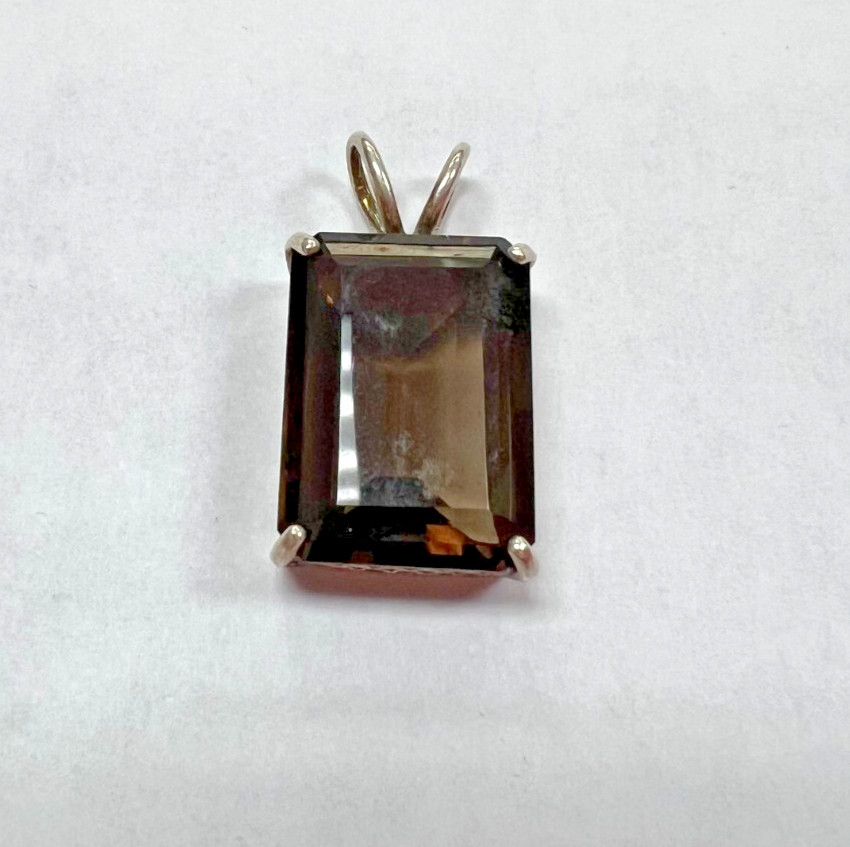 Unknown Designer Sterling Silver Pendant with Smoky Quartz [055DuW]