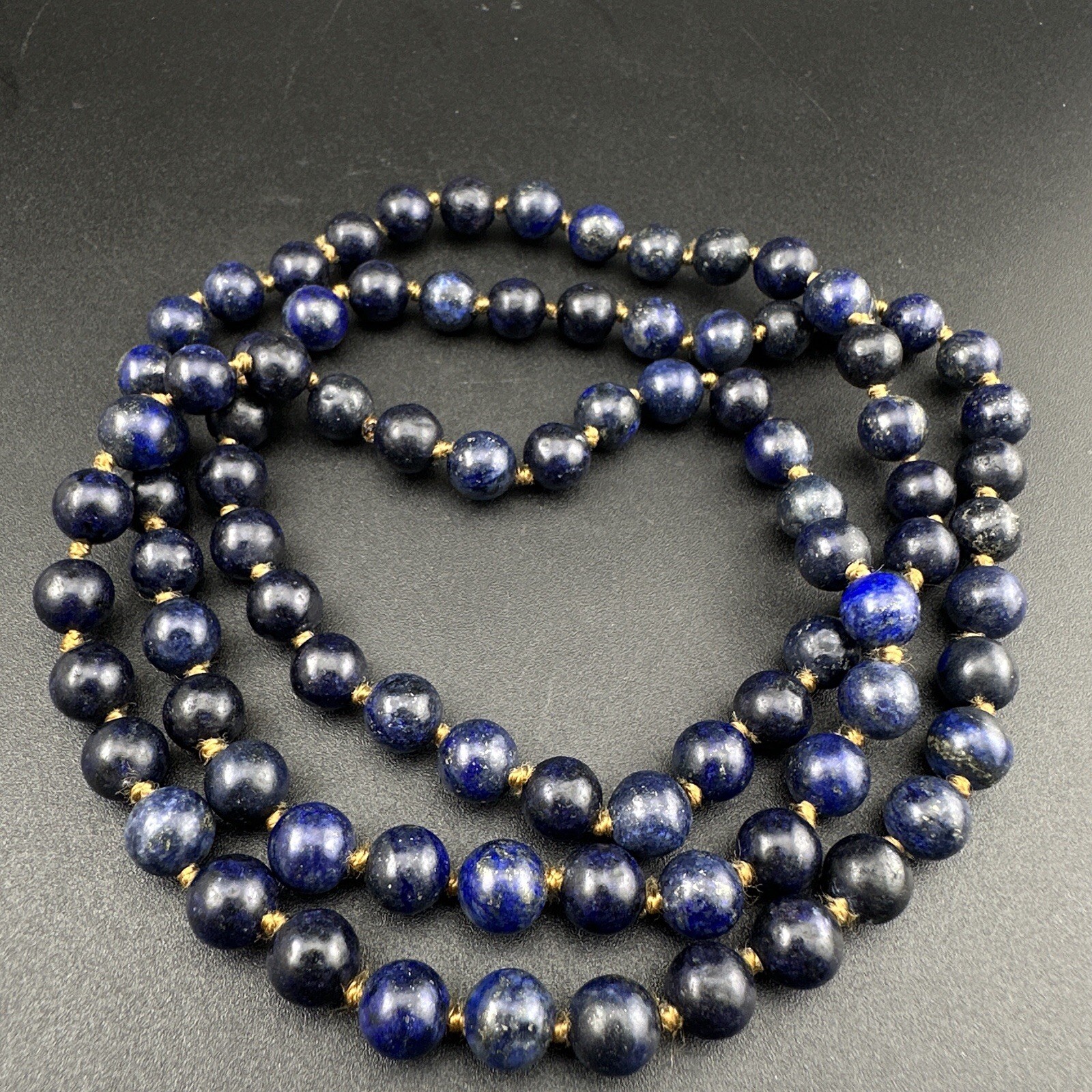 Antique Natural Lapis Lazuli Stone Beaded Necklace Rare