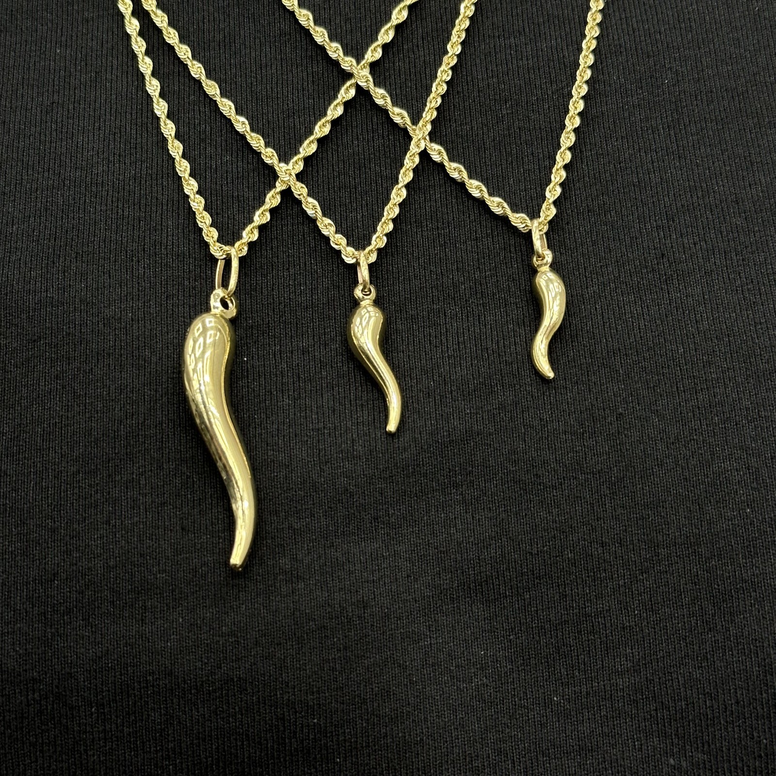 10k Real Gold Italian Horn Smal Medium Large Male Female