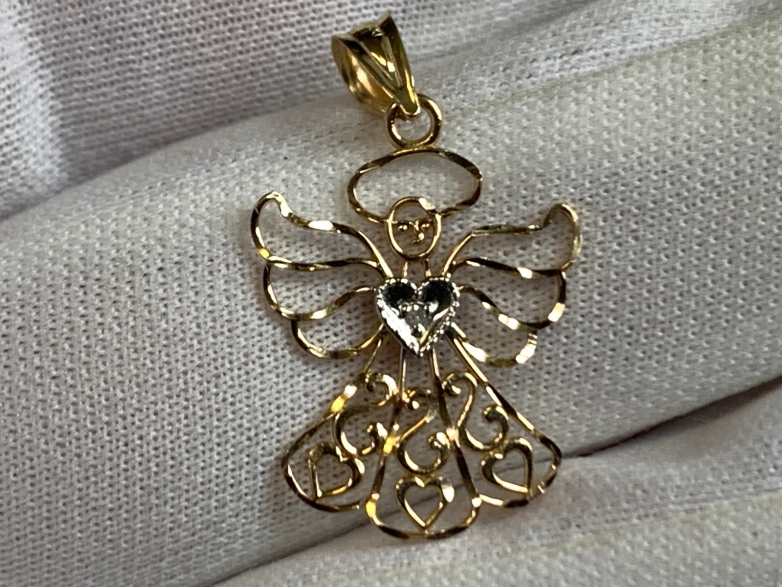 14K Yellow & White Gold Angel Charm .61g Fine Jewelry Michael Anthony Pendant