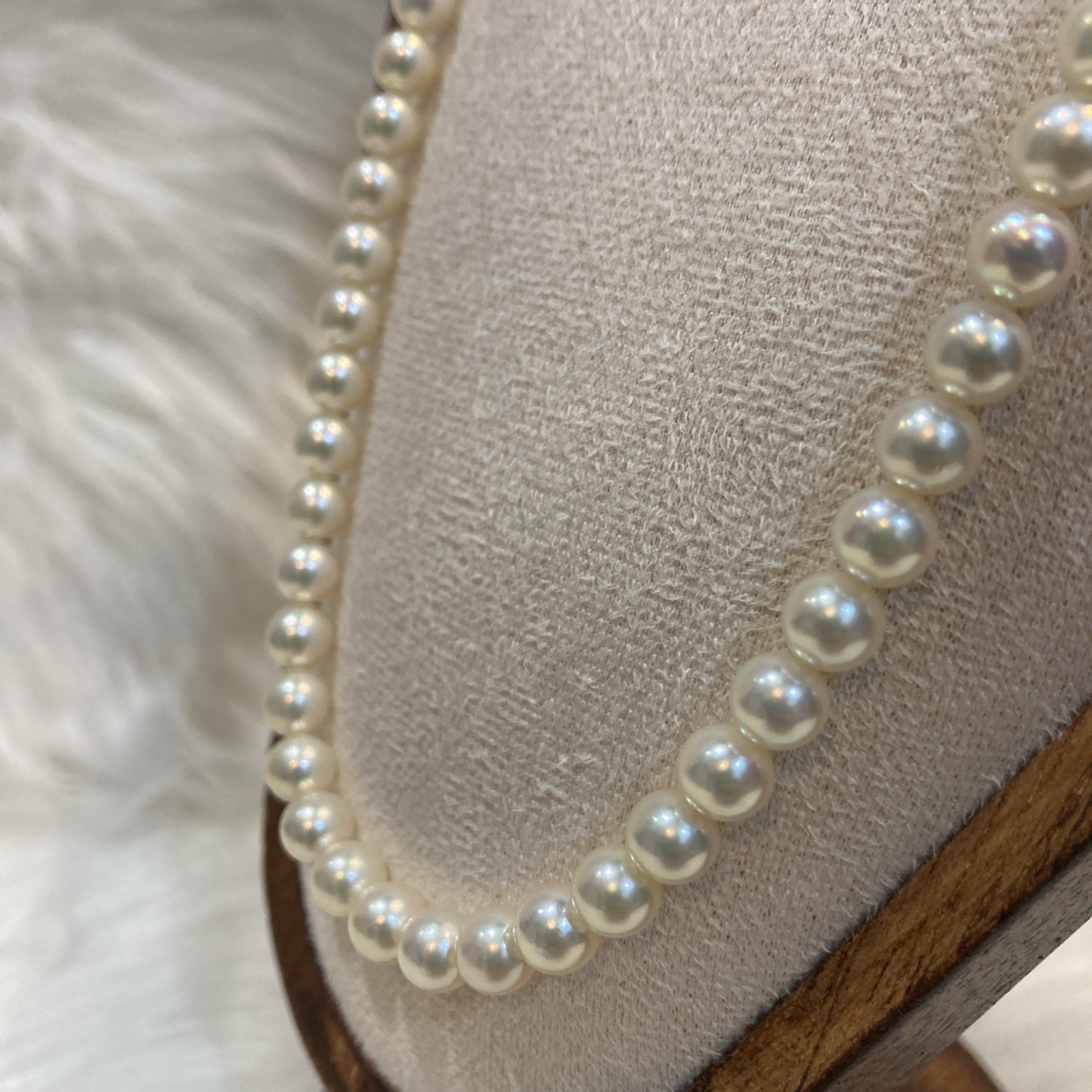 Akoya Pearl Necklace 6-6.5mm 42cm 24g Silver Clasp Excellent Japan