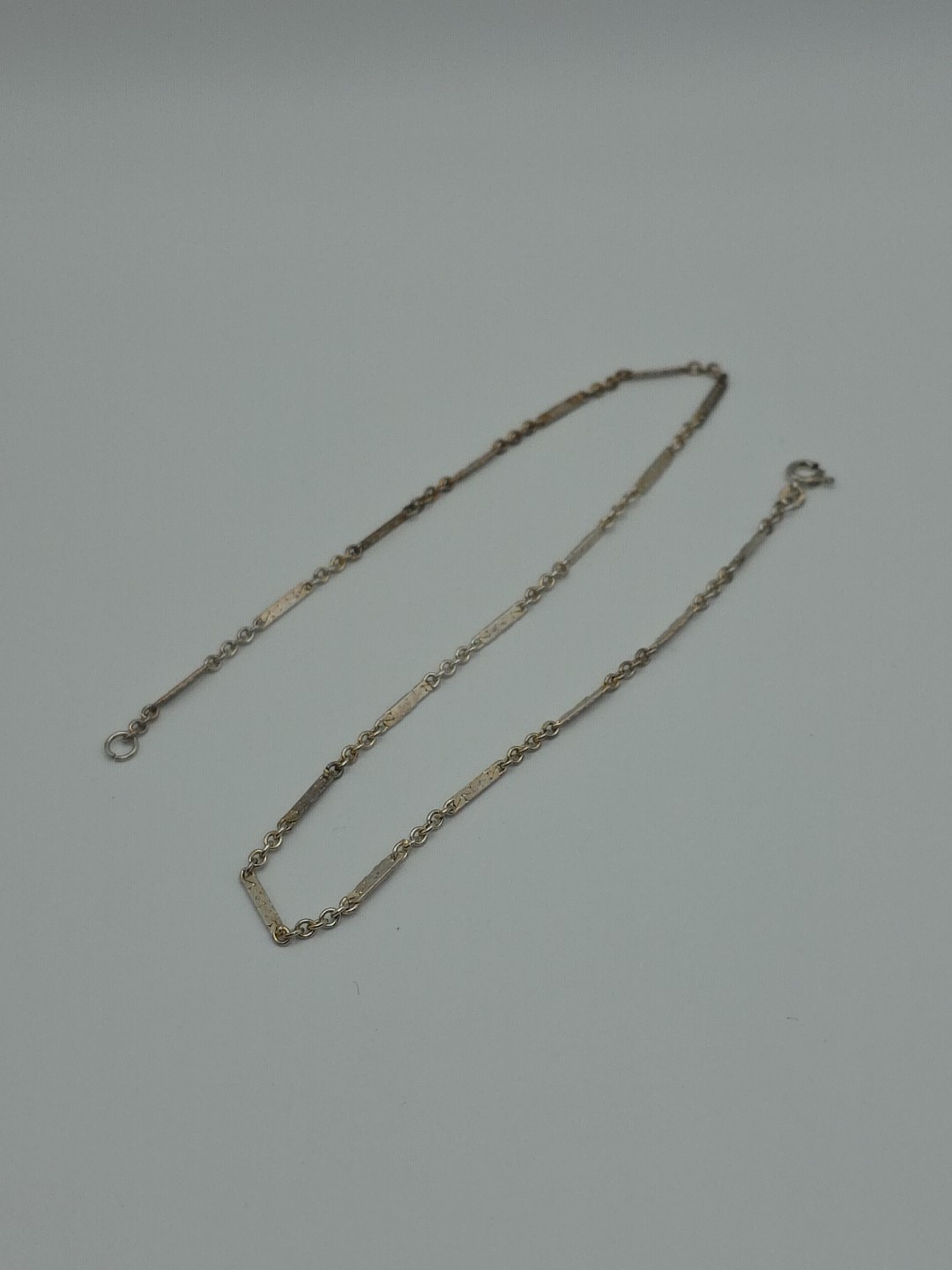 Vintage Sterling Silver 925 Bar Chain Necklace 15″ INCH 2mm 5.3 GRAMS