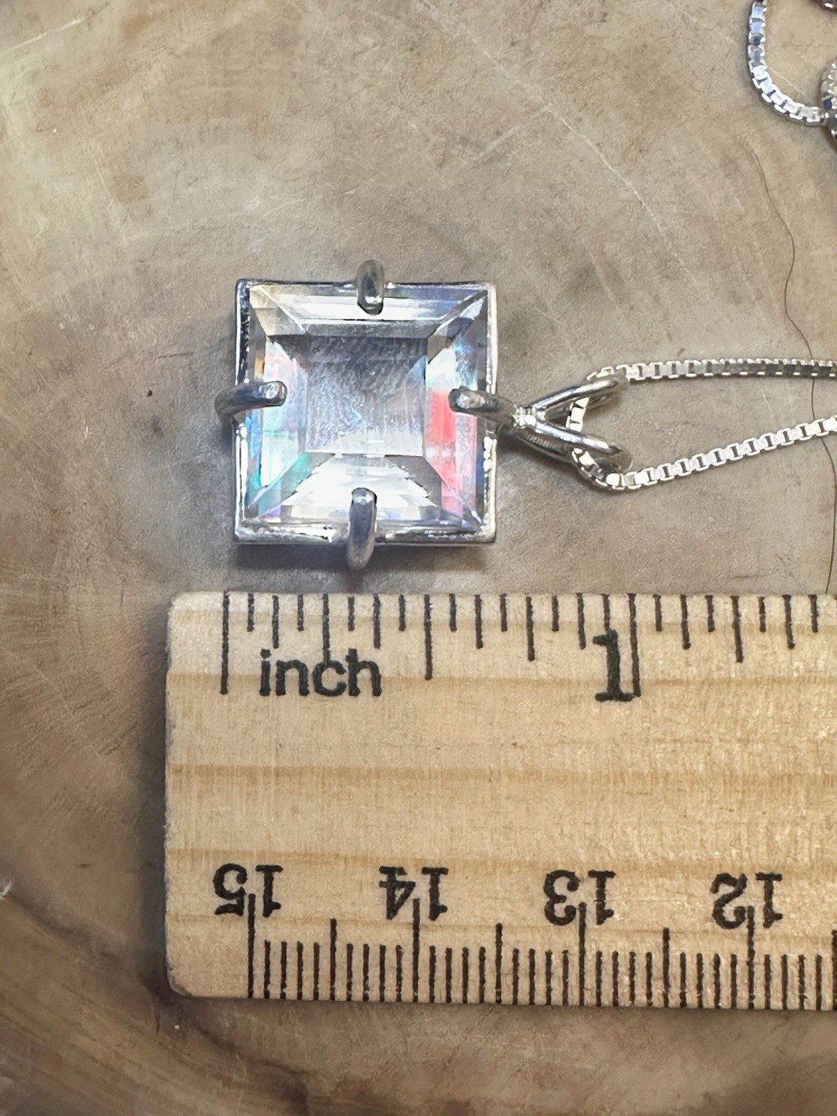Lovely Rainbow Mystic Quartz Lab Created 14 Ct 925 Silver Necklace 20 In
