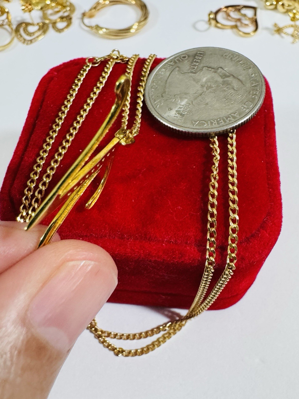 18K 750 Real Fine Gold Men Women’s Letter N Set Necklace 23.5/24” long 7.9g 2mm
