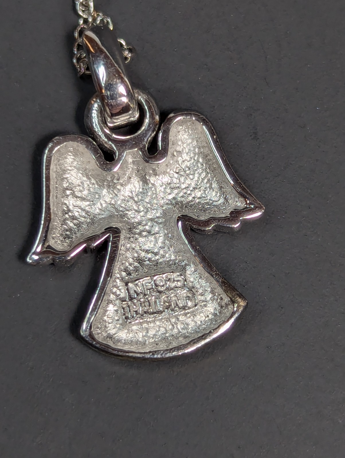NF 925 Sterling Silver Angel Pendant 18″ Chain Necklace Thailand