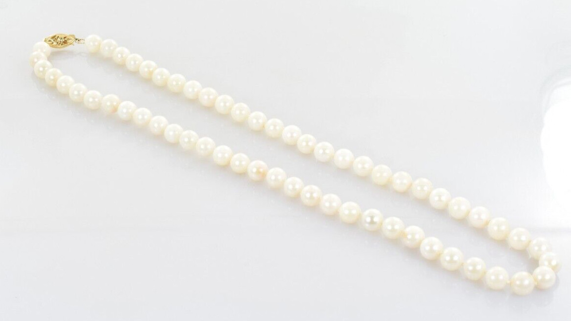 Pearl Necklace 14k Yellow Gold Clasp 18″ 6.7-7.0mm