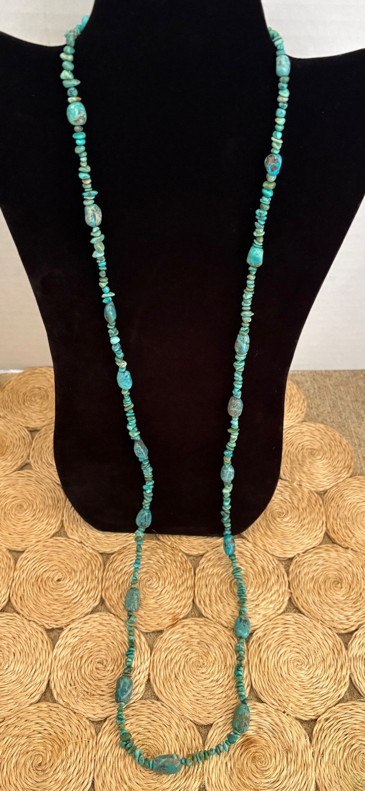 Jay King 42” Long Turquoise Nugget Necklace (& Free Dangle Pierced Earrings)
