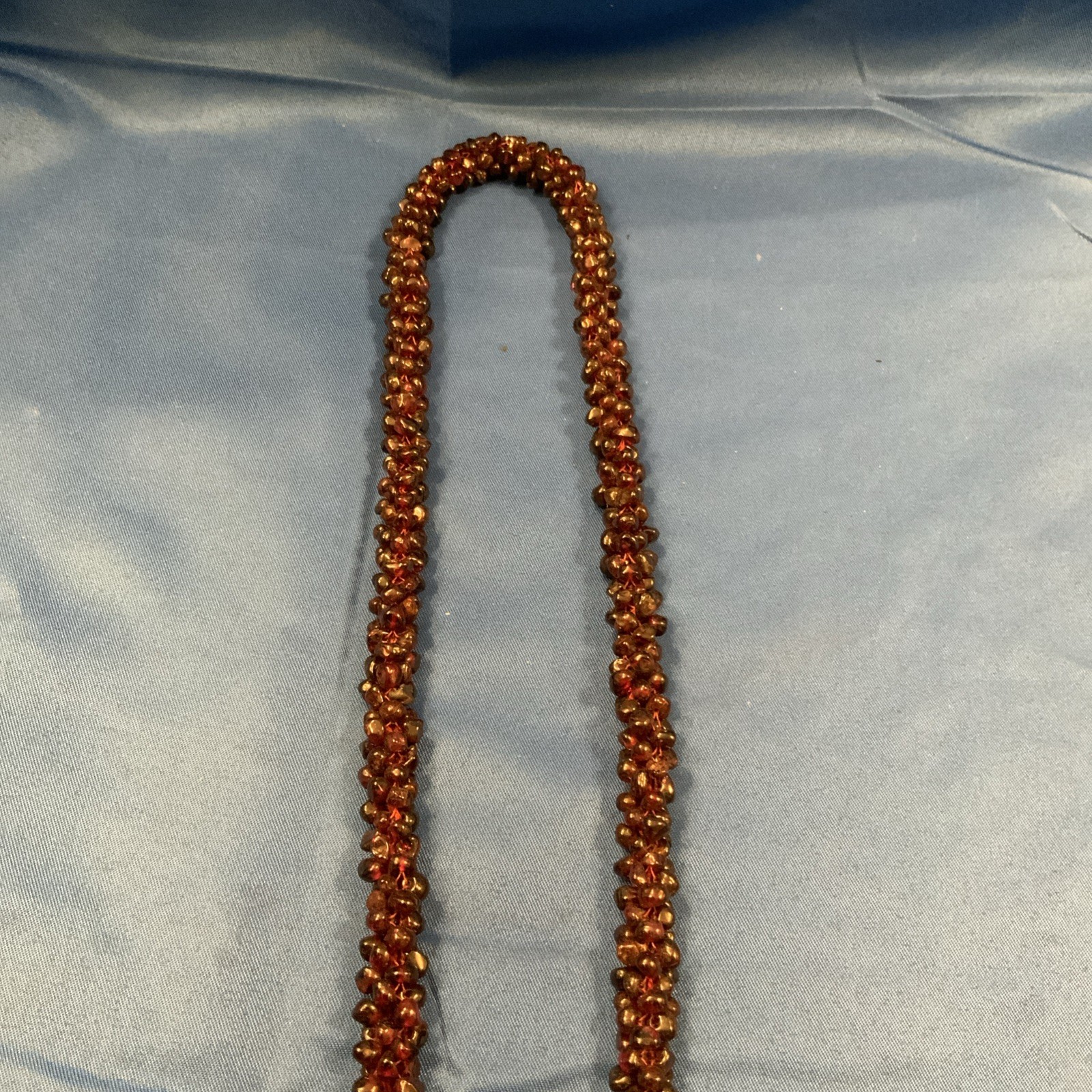 Vintage Natural Beeded Hand Strung Rhodolite Garnet Bead Ball 24″ Necklace 94g