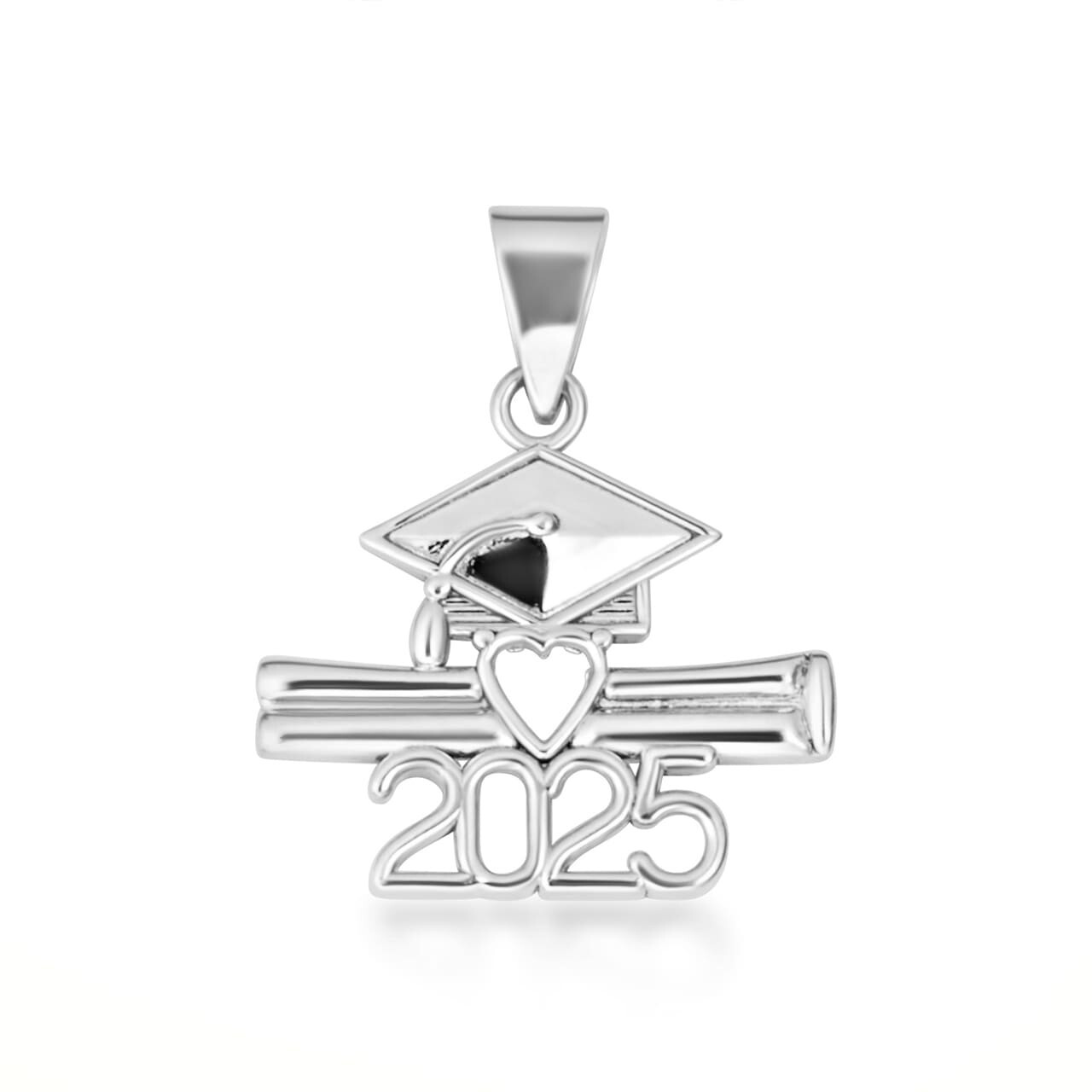 .925 Sterling Silver Class Of 2025-2026 Diploma Graduation Cap Pendant Necklace
