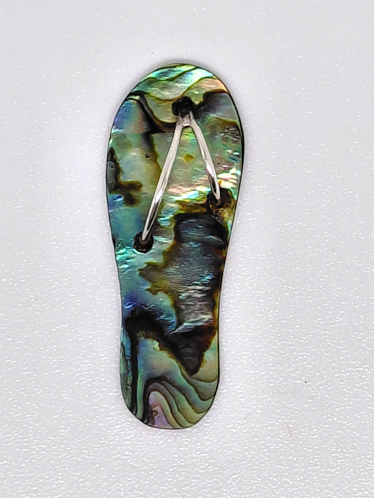 925 Sterling Silver NZ Paua Abalone Shell Jandal Flip Flop Pendant Charm 3cm