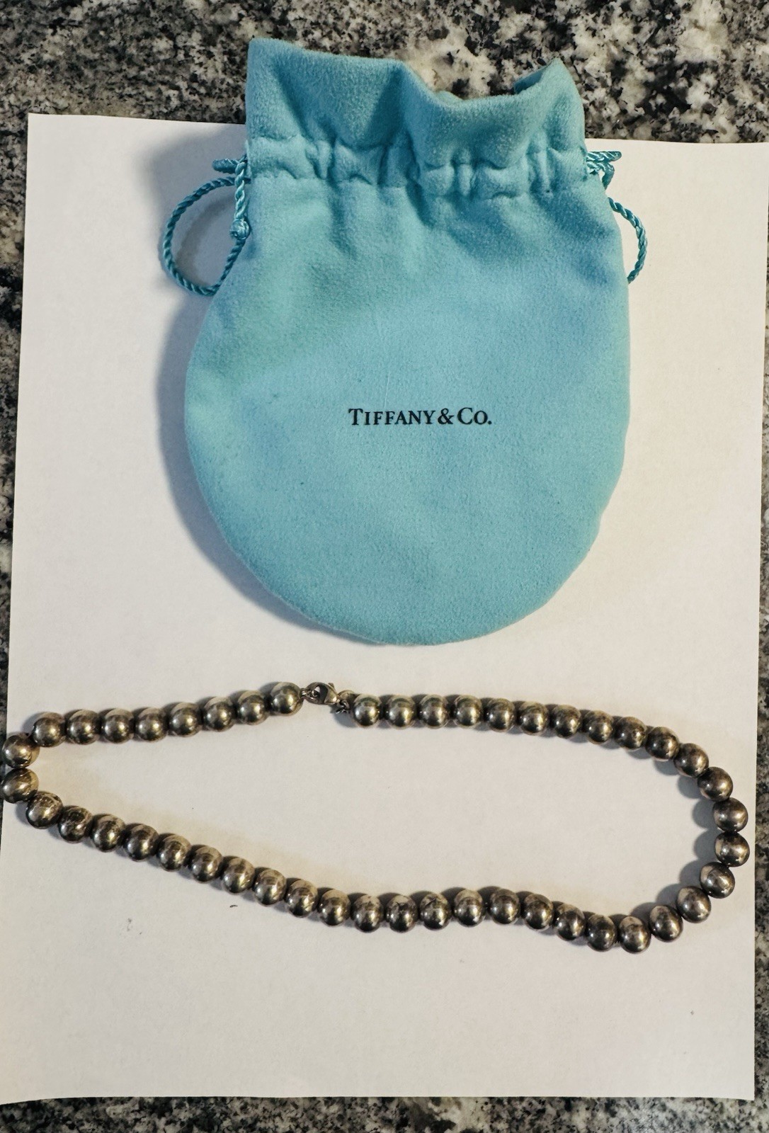 Tiffany & Co. Sterling Silver 925 Beaded Ball Chain Necklace Lobster Clasp