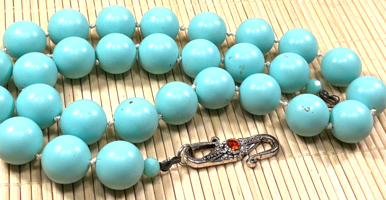 Fashion Necklace Smooth Turquoise Gemstone Heavy Chunky Knotted Choker Lot 88C