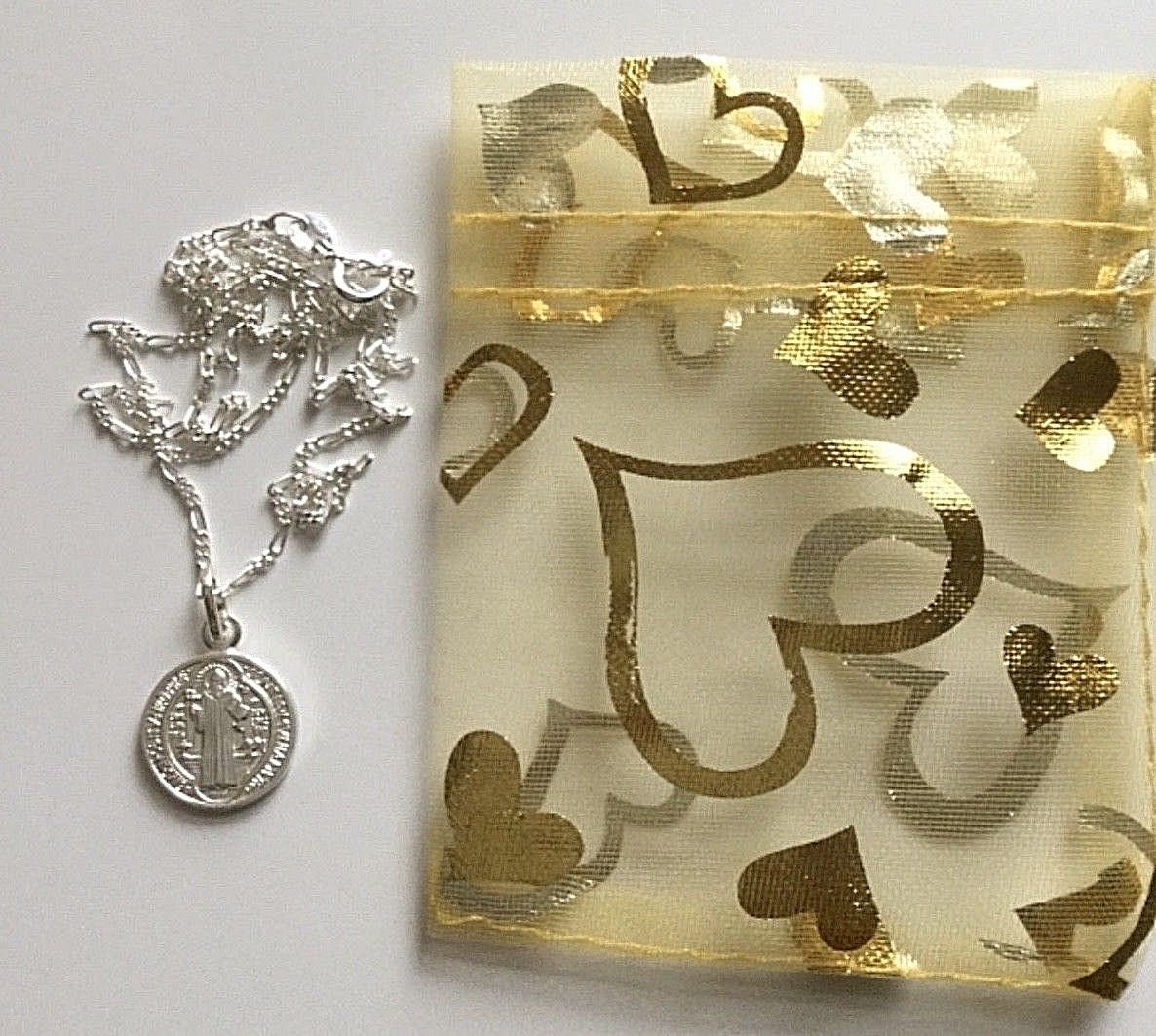 925 Sterling Silver Saint Benedict 18″ Necklace – San Benito Medal 24mmx 15mm