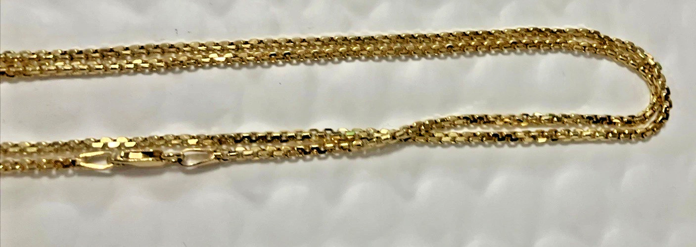 10k Real Gold Rounded Box Chain Semi-Solid 4.4Grams 1.9×1.5mm 22” Brand NWT 10K
