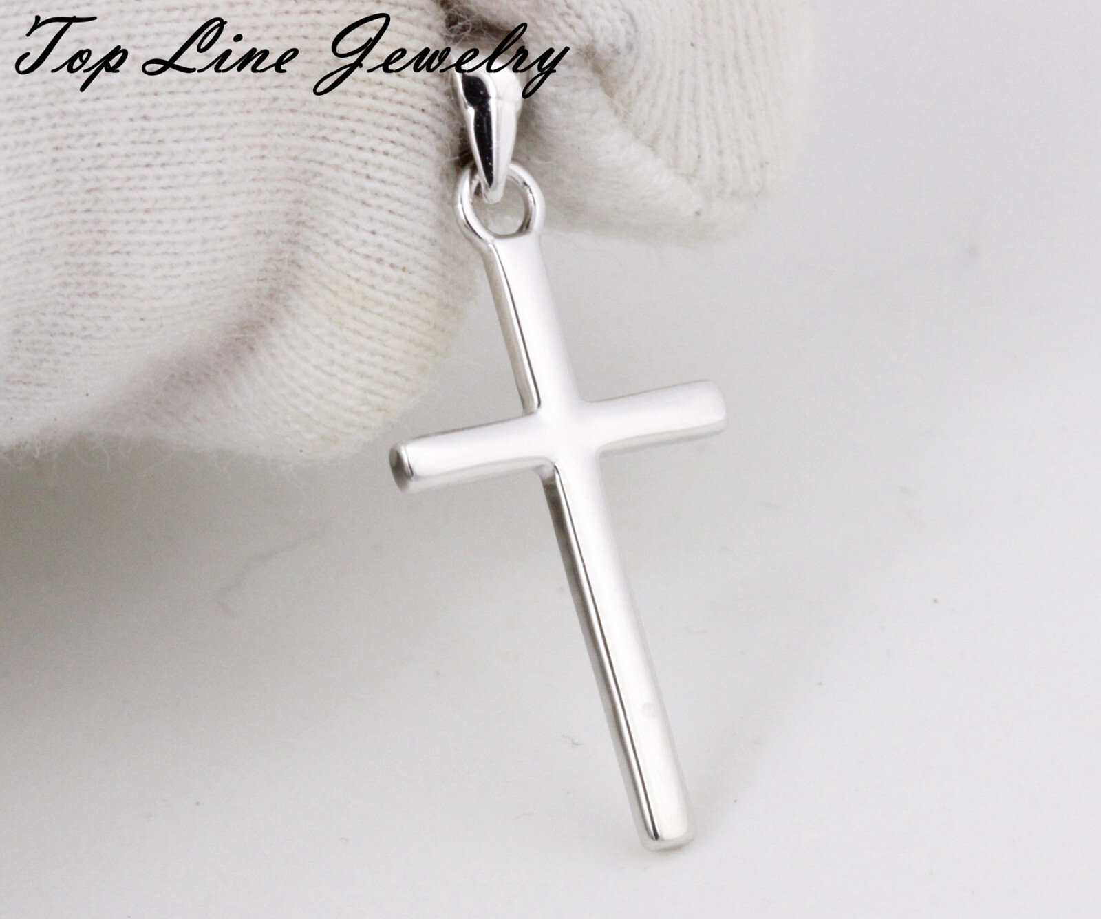 Women Solid 925 Sterling Silver 26mm Thin and Small Cross Religious Pendant