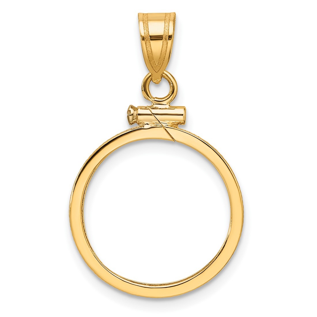 14k Yellow Gold 16.5mm Polished Screw Top Coin Bezel Pendant