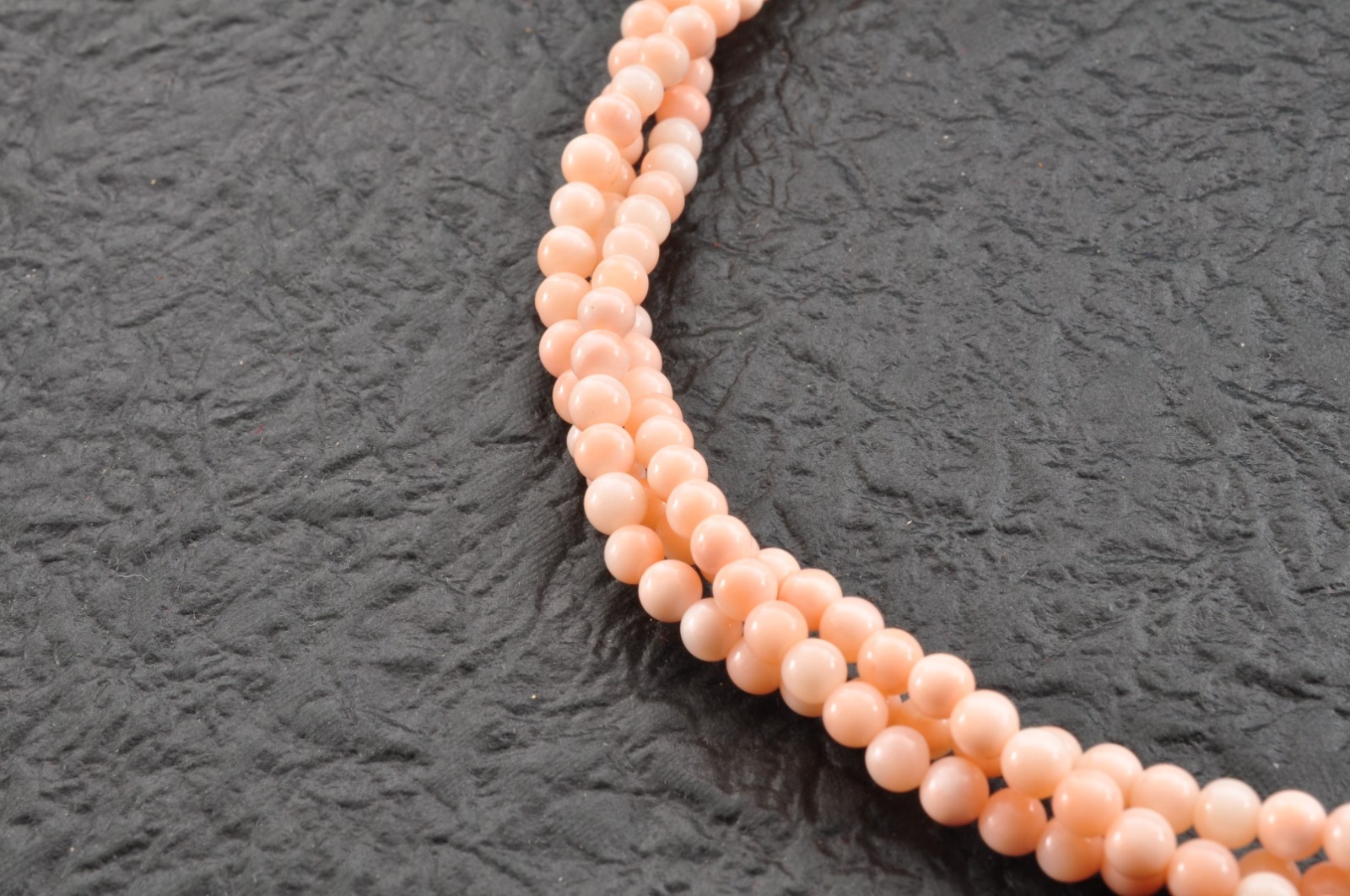 14k gold clasp pink coral necklace carved “cherry blossoms” Certification box.