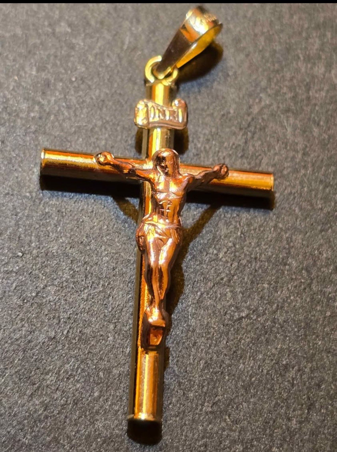 10K Tri-Color Gold Cross Pendant (Yellow, Rose & White Gold)