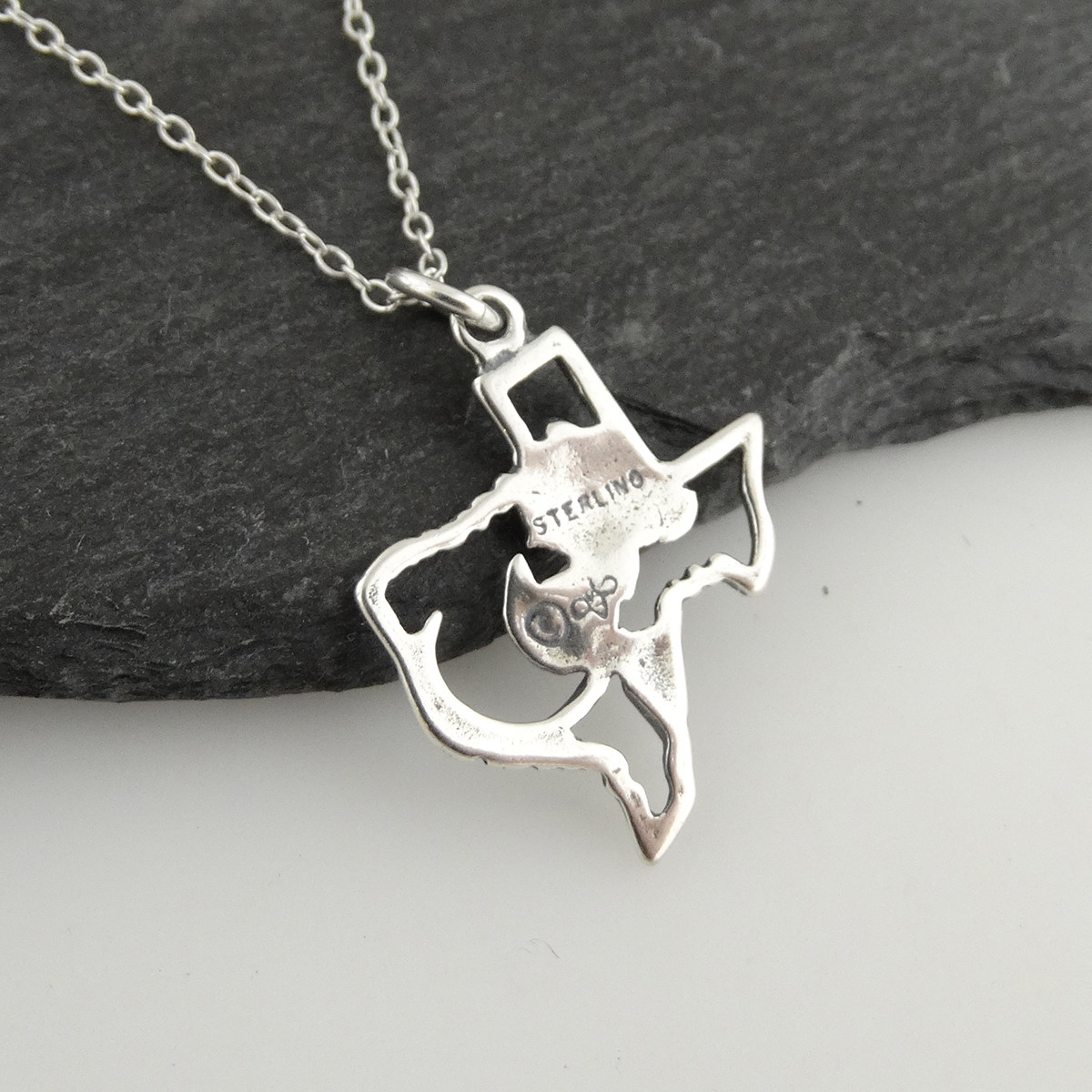 Rose of Texas Necklace – 925 Sterling Silver – Pendant Lone Star State Pride NEW