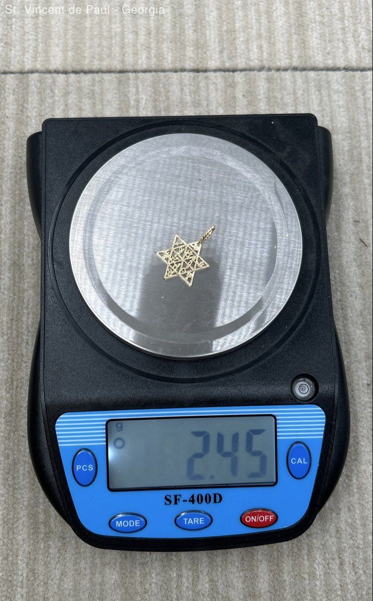 Vintage 14k Yellow Gold Star of David Dangle Pendant Beautiful Condition 2.45g