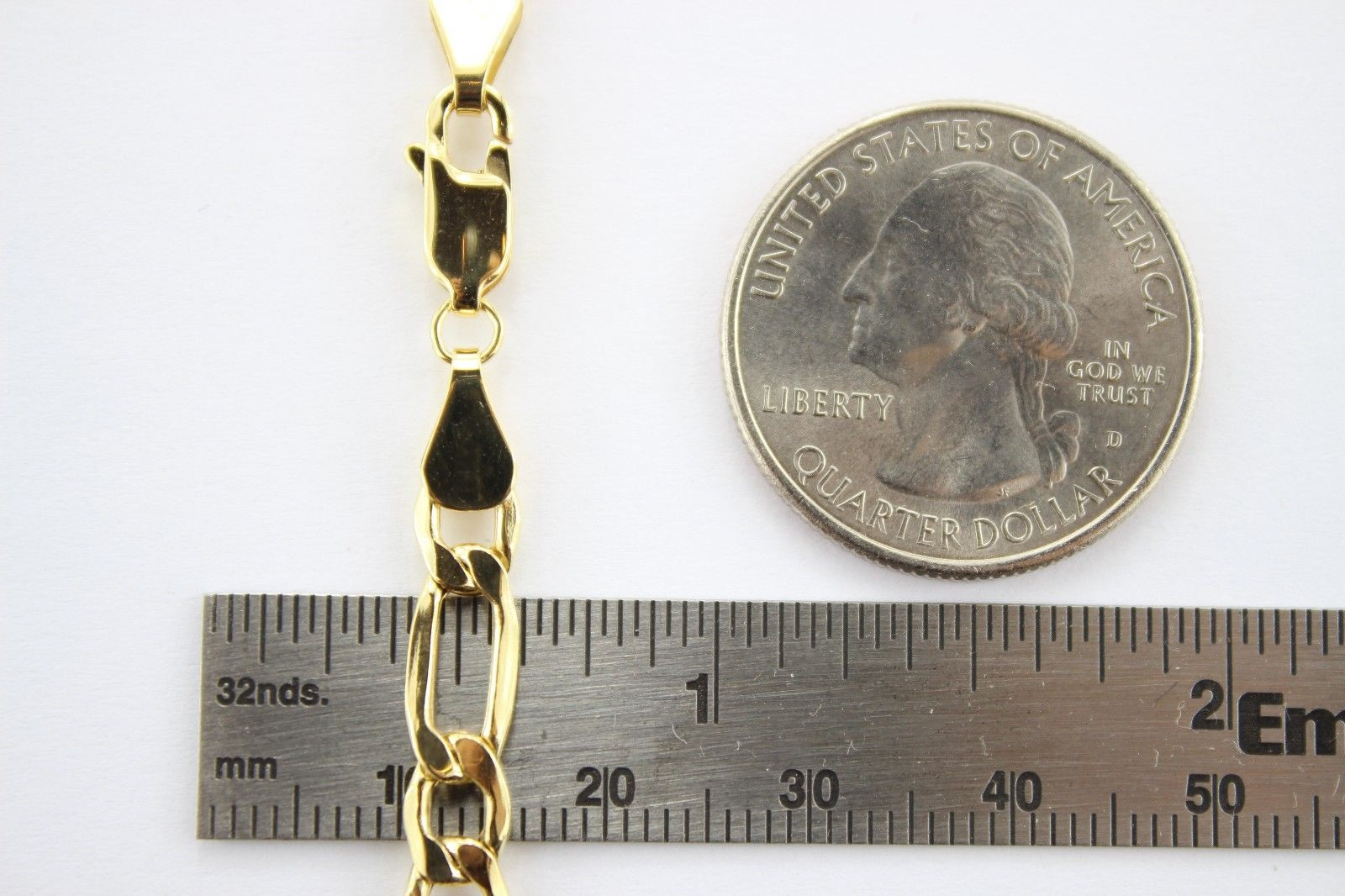 Authentic 14K Yellow Gold Hollow Figaro Chain Necklace 1.9mm-7.5mm 16″~30″