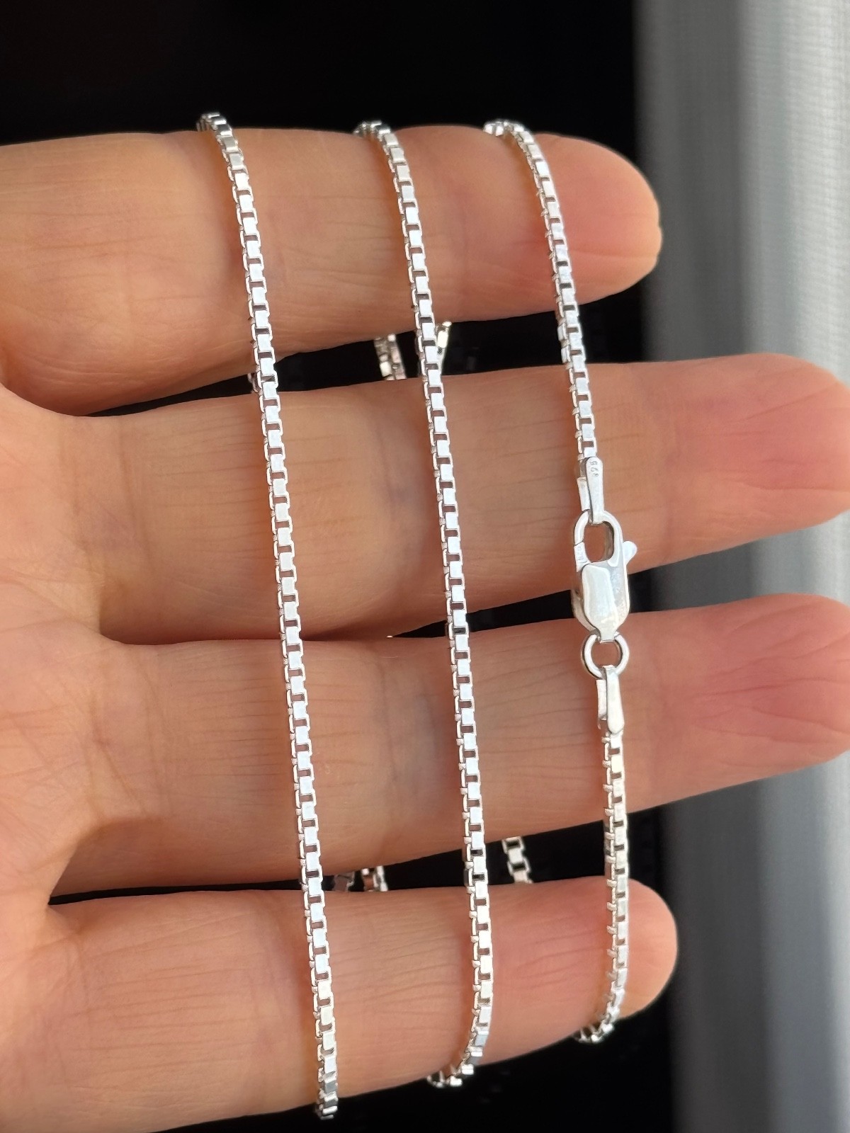 925 Sterling Silver Box Chain Necklace High Polished ( 1.7MM )