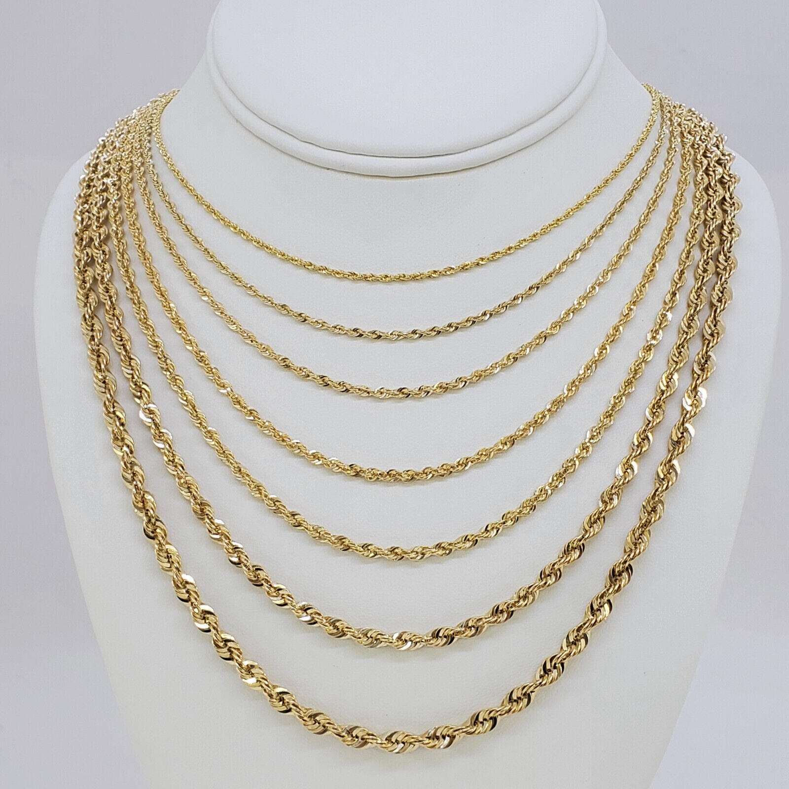 14K Yellow Gold Plated 925 Silver 1.5mm-6.5mm LaserRope Chain Necklace 16″- 30″