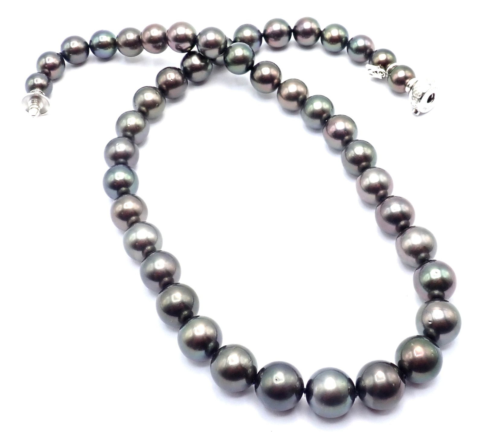 Mikimoto 18k White Gold Diamond Large Tahitian South Sea Pearl Strand Necklace
