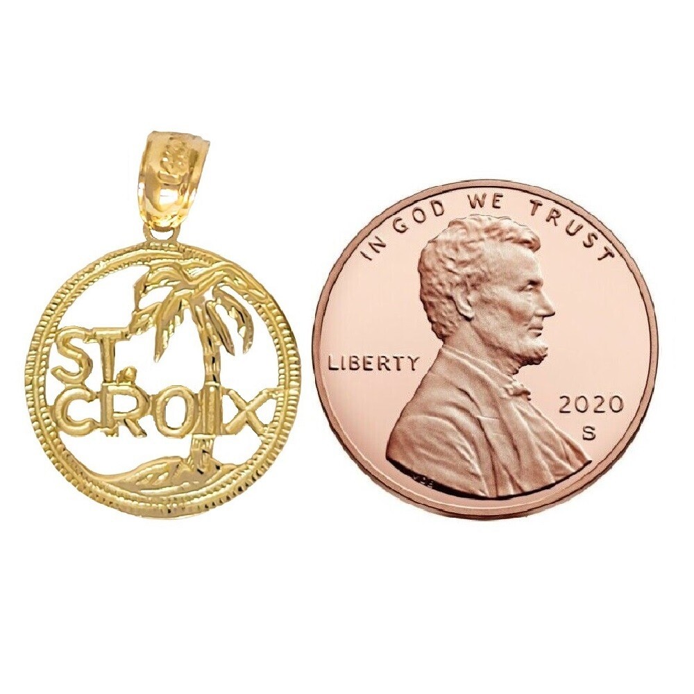 14k Yellow Gold St. Croix Virgin Islands Pendant / Charm, Made in USA
