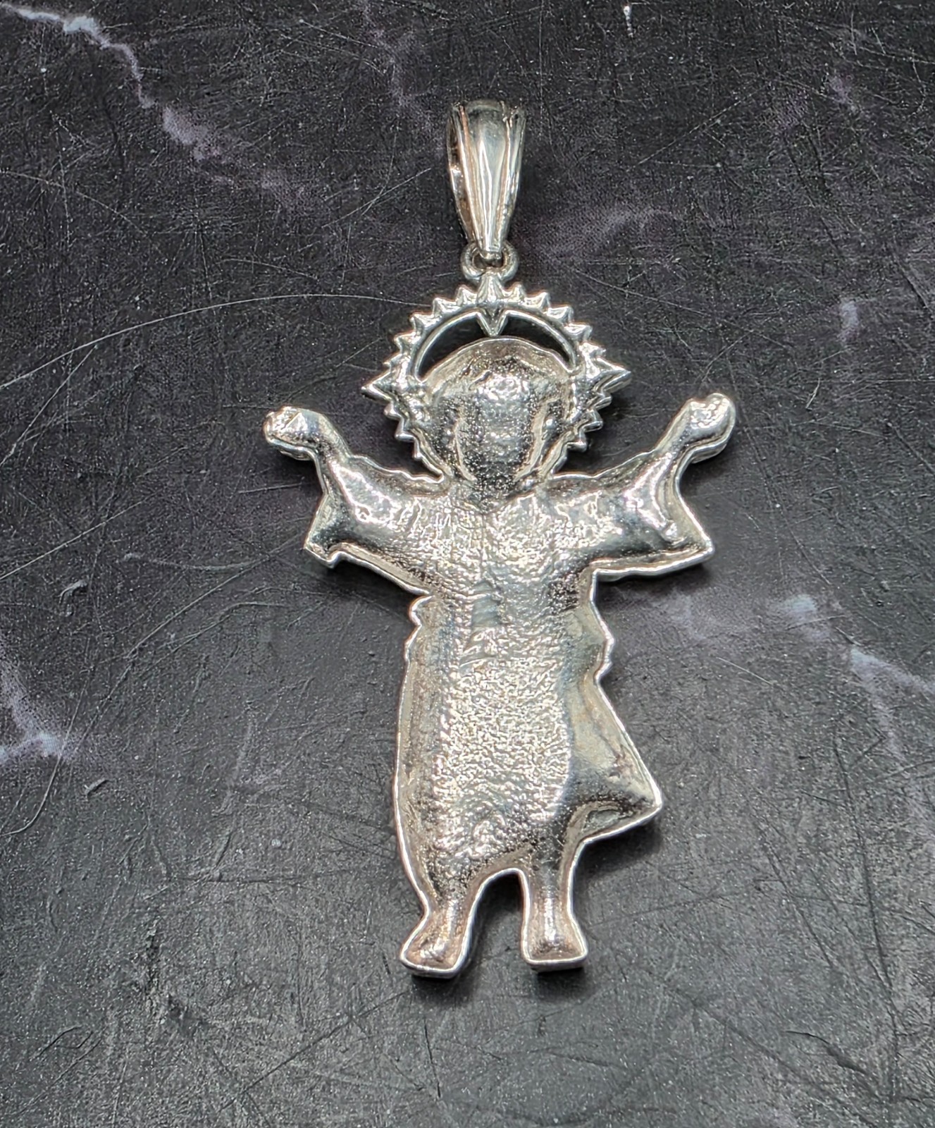 Vtg 925 Sterling Silver Baby Jesus “Divine Child” Pendant