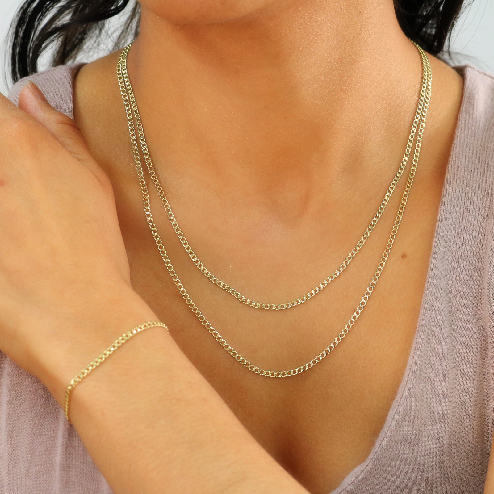 10K Yellow Gold 2.5mm Curb Cuban Italian Link Chain Necklace Mens Womens 20″