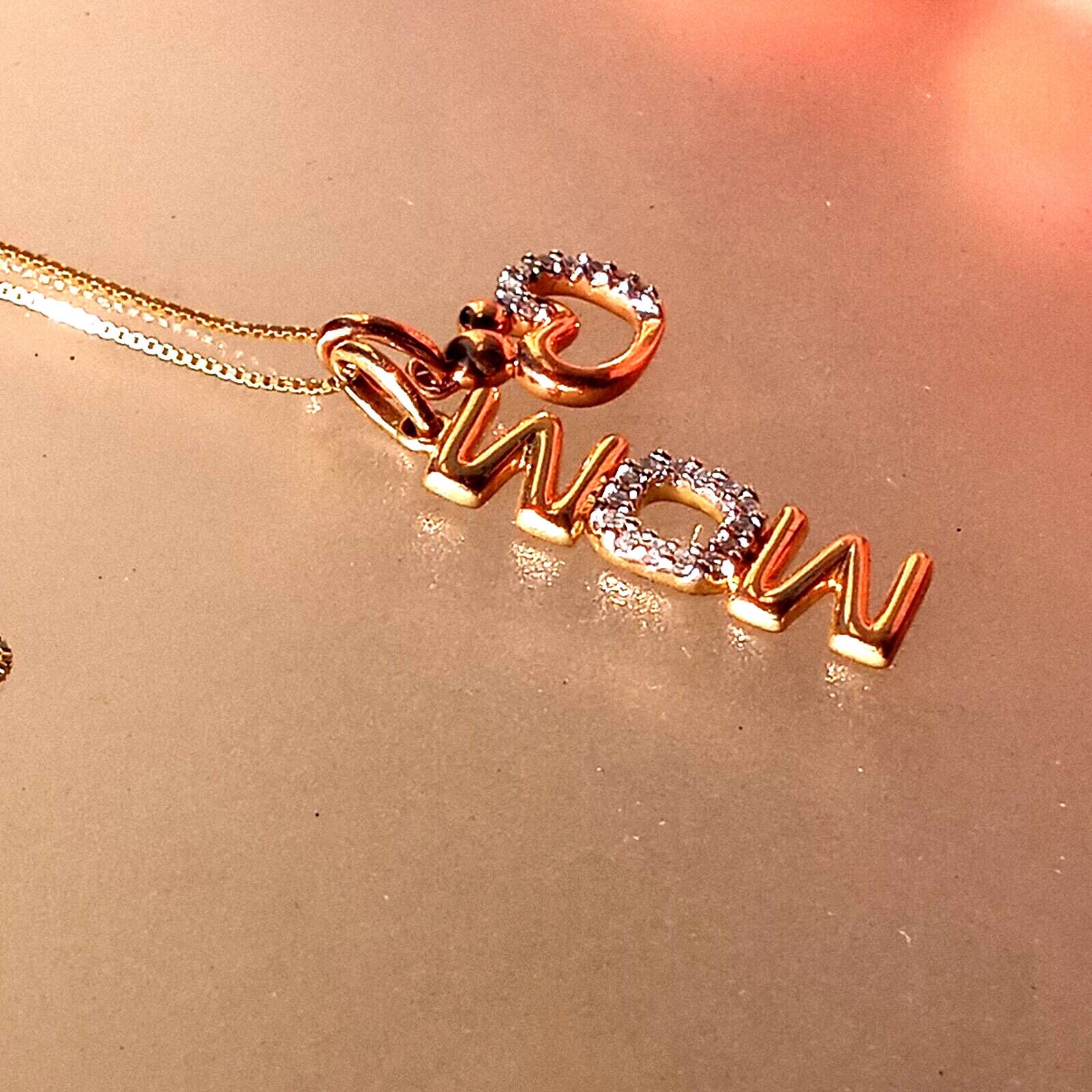 Diamond Mom with Heart Mother & Child Pendant Rose Gold Yellow Gold 10kt