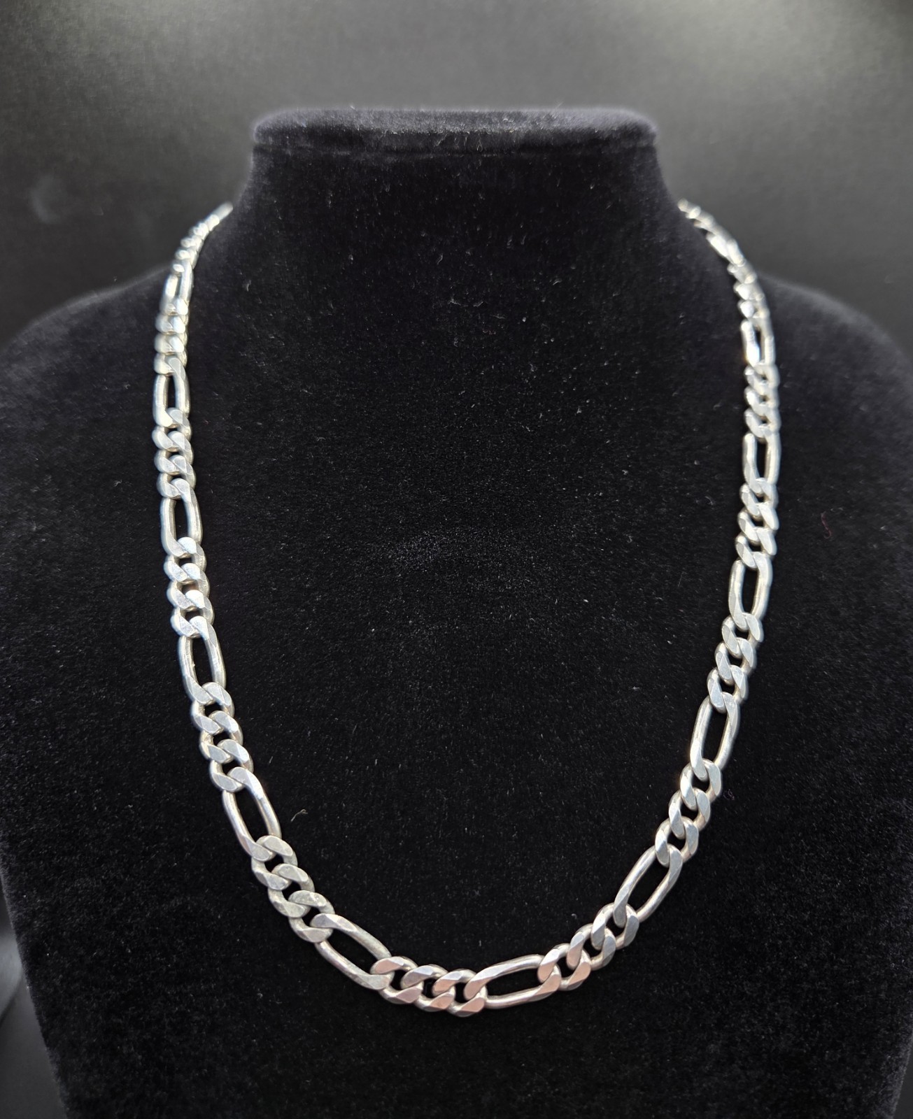 925 Italy Sterling Silver Figaro Chain Link Necklace 16.5″