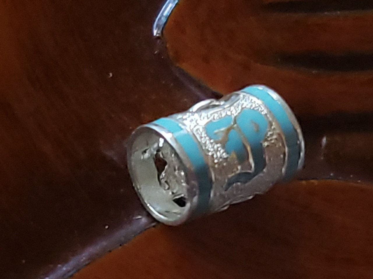 Hawaiian Baby Silver Initial Pendant Enamel 8mm X 6mm Slide Blue Letter