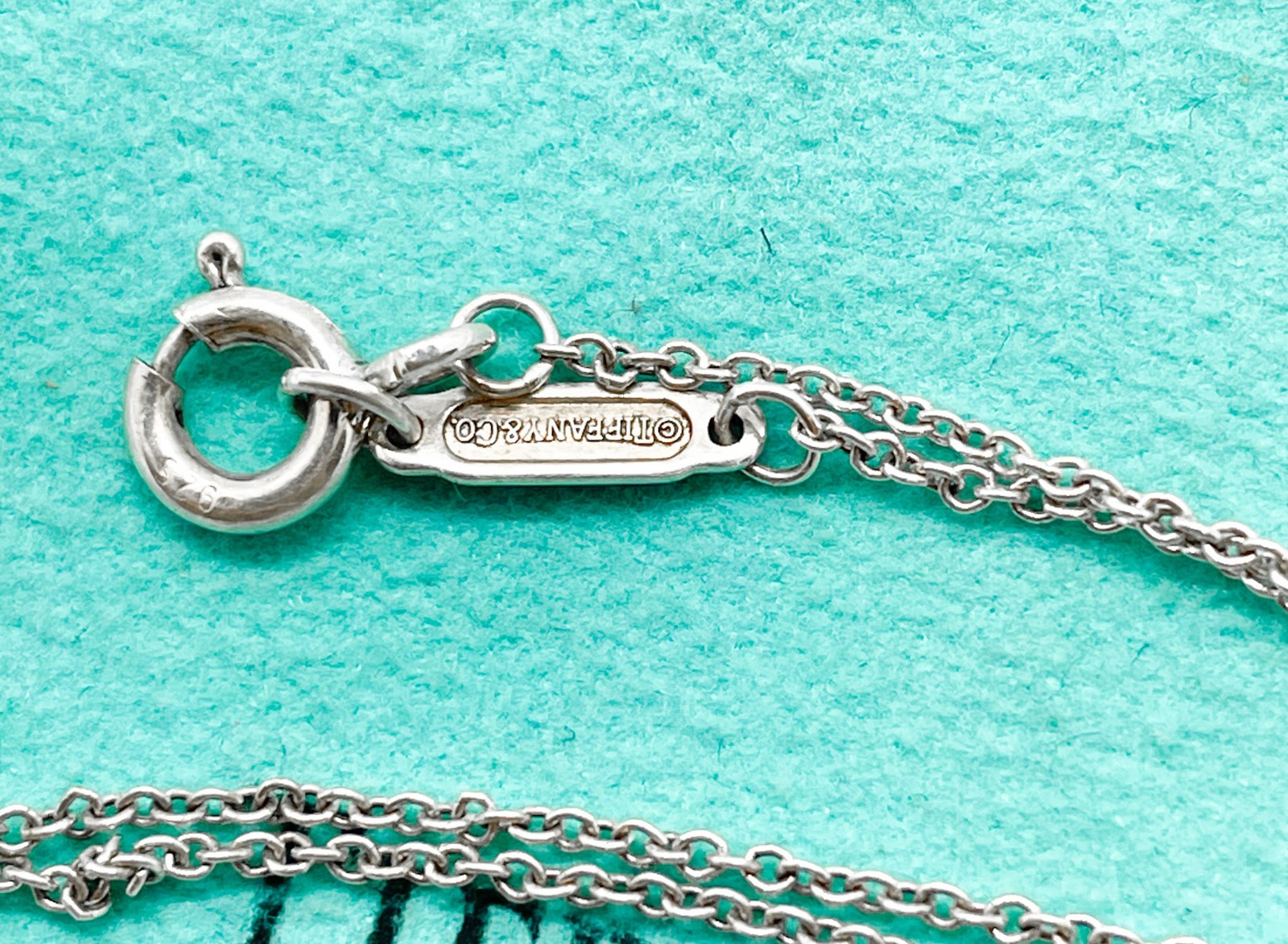 Tiffany & Co. Return to Tiffany Mini Blue Double Heart Pendant Necklace 16″