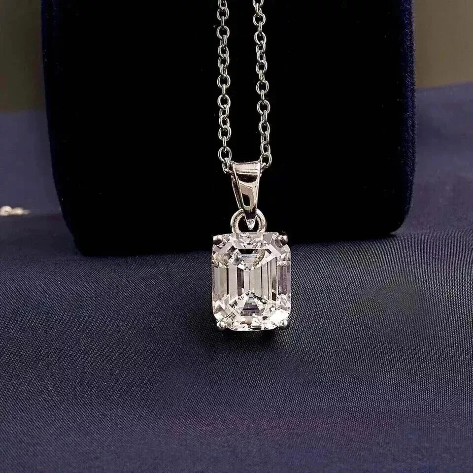 4.50Ct Certified White Treated Lab Grown Diamond Solitaire Pendant in 925 Silver