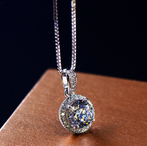 3Ct Round Cut LabCreated Diamond Women’s Pendant 14K White Gold Plated