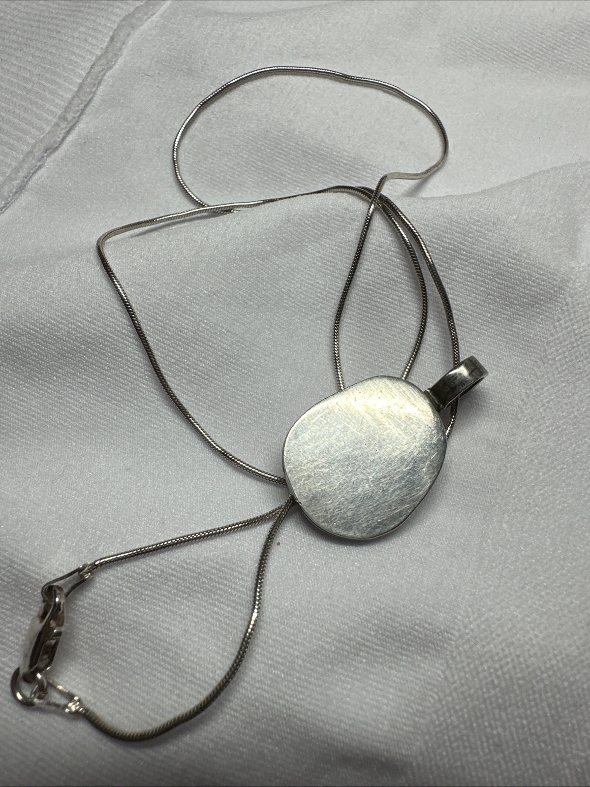 Sterling Silver Raw Lapis Lazuli Pendant on 46cm Snake Chain – 925 – 3cm Pendant