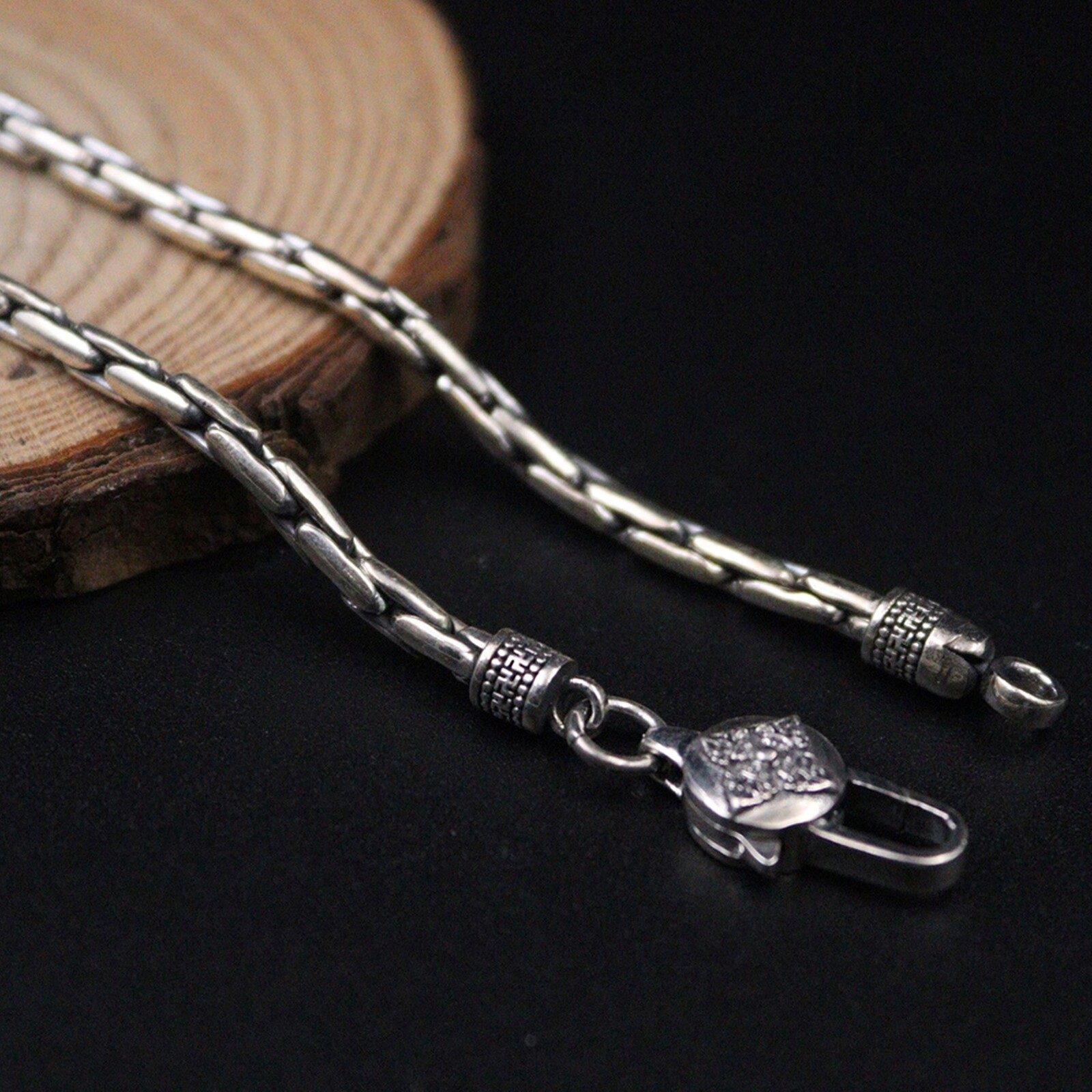 Sterling 925 Silver Necklace For Men 3mm Male’s Vintage Wheat Chain 18-26inch