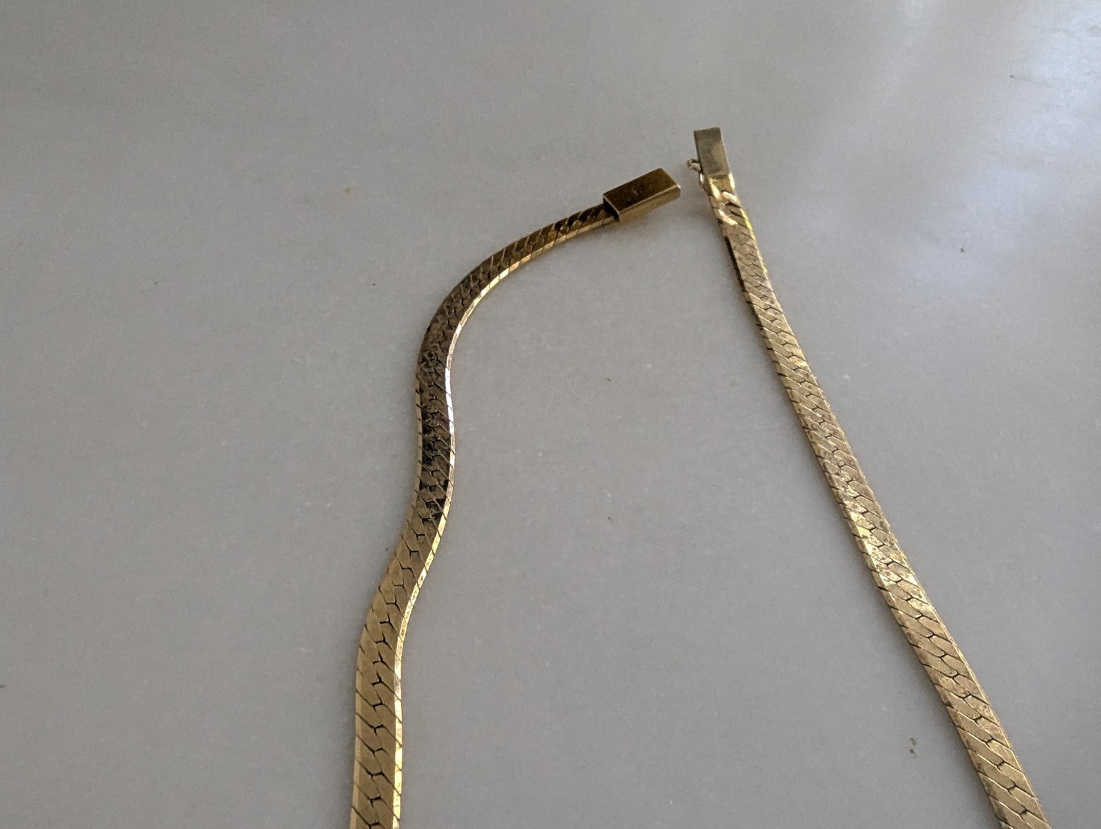 14k yellow gold necklace 20″ Italian herringbone link Wide chain vintage 29 gram