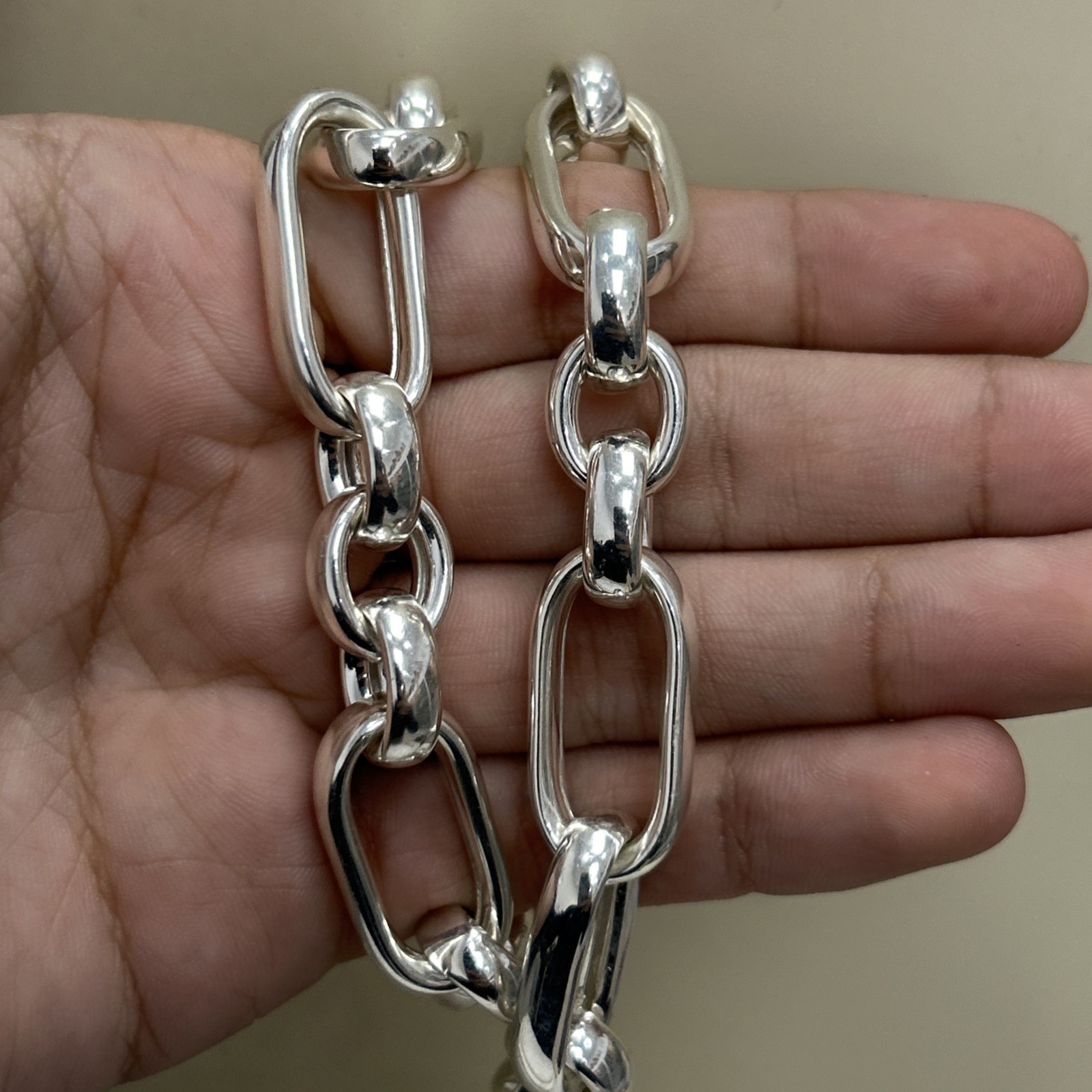 .925 Solid Sterling Silver Figaro Link Chain Necklace 13.6mm 18” 67.3g