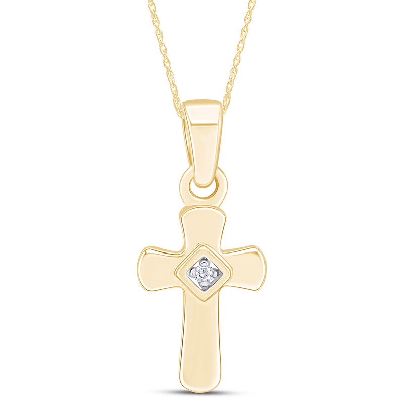 Sterling Silver Diamond Cross Pendant Necklace With Chain 16″