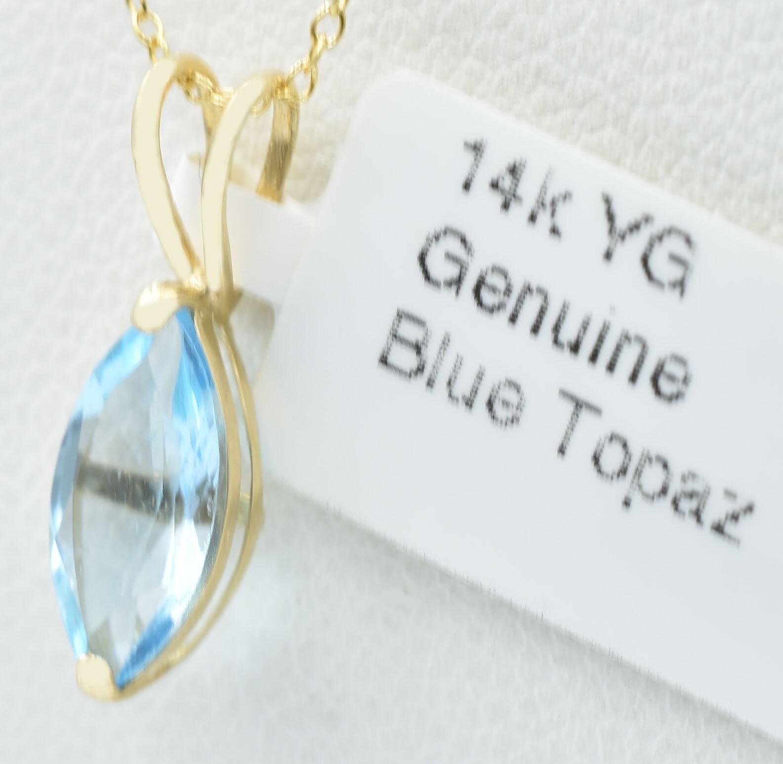 GENUINE 1.20 Cts BLUE TOPAZ PENDANT 14K YELLOW GOLD – Free Certificate Appraisal