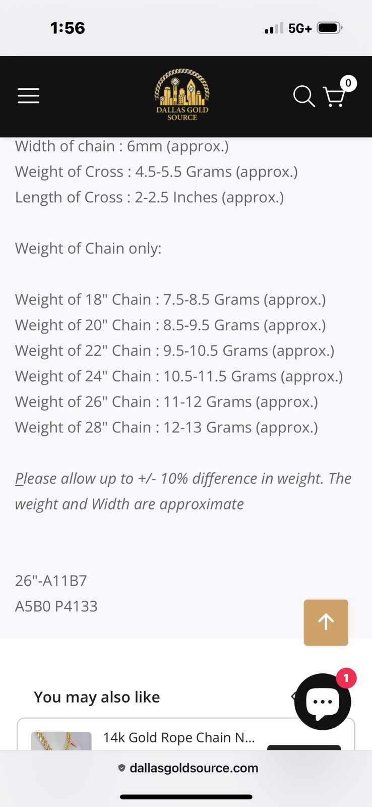 10k 6mm 22” Milano Rope Chain With Spiral Cross Pendant