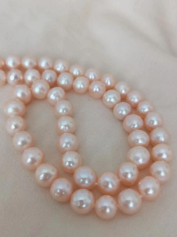 Authentic photo 18 inch AAAA Japan Akoya 8mm pink pearl necklace 14K gold clasp